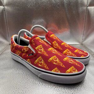 Size M8.5/W10 Vans Unisex Red Classic Slip-On Late Night "Pizza" Sneakers 721499